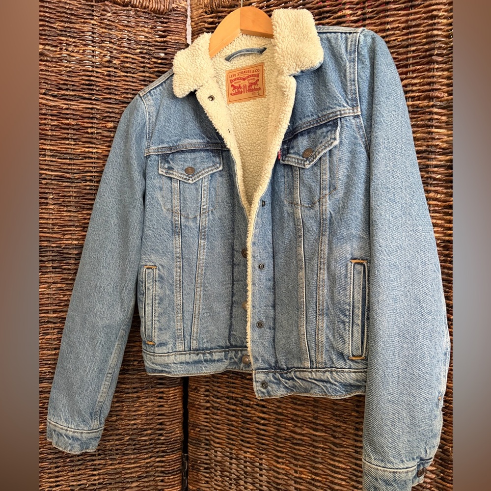 Levi's Cream Sherpa Lined Jacket